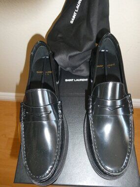 Saint Laurent Le Loafers 15 Mocas Black Leather Size 37.5